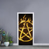 Flaming Pentagram Symbol Print Door Sticker