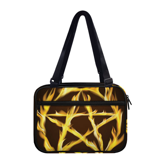Flaming Pentagram Symbol Print Double Strap Bible Bag