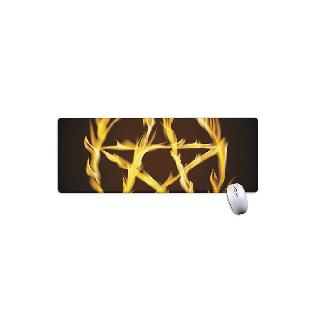 Flaming Pentagram Symbol Print Extended Mouse Pad