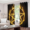 Flaming Pentagram Symbol Print Extra Wide Grommet Curtains