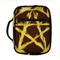 Flaming Pentagram Symbol Print Front Pocket Bible Bag