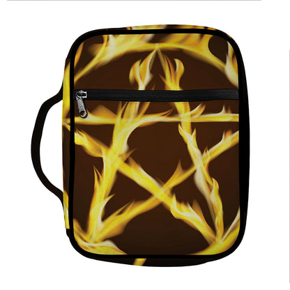 Flaming Pentagram Symbol Print Front Pocket Bible Bag