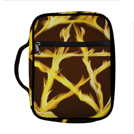 Flaming Pentagram Symbol Print Front Pocket Bible Bag