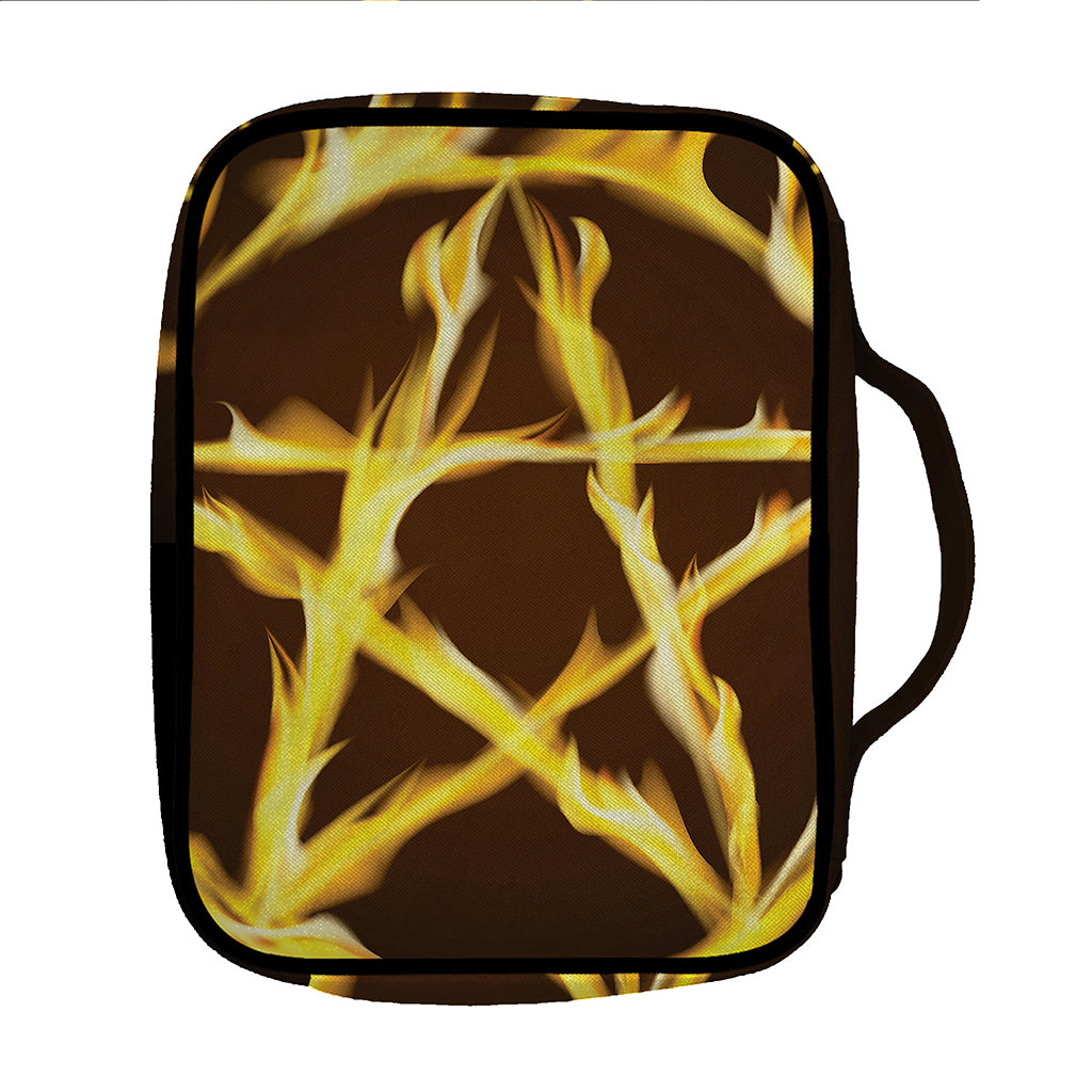 Flaming Pentagram Symbol Print Front Pocket Bible Bag