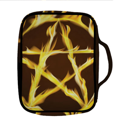 Flaming Pentagram Symbol Print Front Pocket Bible Bag