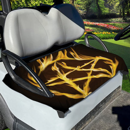Flaming Pentagram Symbol Print Golf Cart Seat Cover