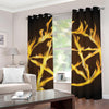 Flaming Pentagram Symbol Print Grommet Curtains