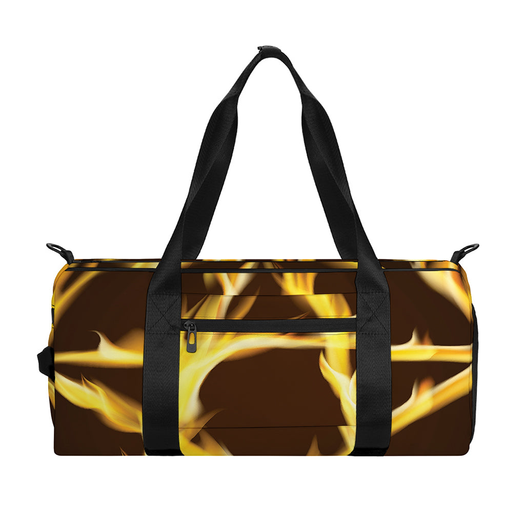 Flaming Pentagram Symbol Print Gym Bag