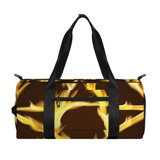 Flaming Pentagram Symbol Print Gym Bag