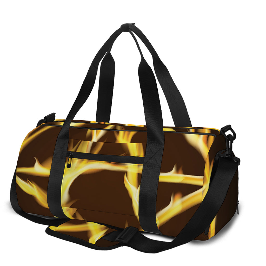 Flaming Pentagram Symbol Print Gym Bag