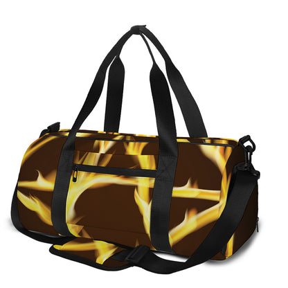Flaming Pentagram Symbol Print Gym Bag