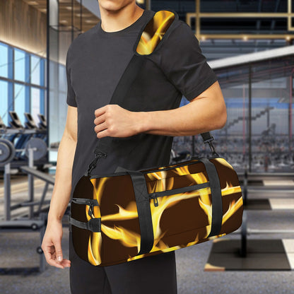 Flaming Pentagram Symbol Print Gym Bag