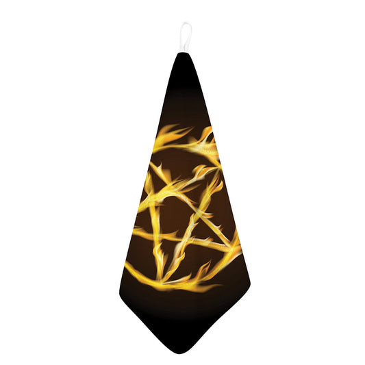 Flaming Pentagram Symbol Print Hand Towel