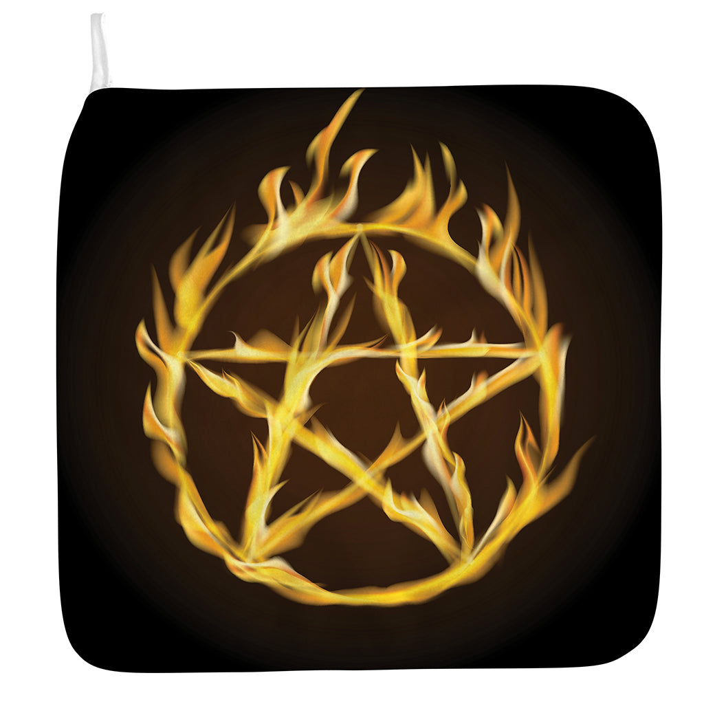 Flaming Pentagram Symbol Print Hand Towel