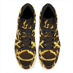 Flaming Pentagram Symbol Print High Top Leather Sneakers