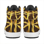 Flaming Pentagram Symbol Print High Top Leather Sneakers