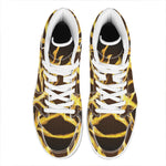 Flaming Pentagram Symbol Print High Top Leather Sneakers