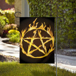 Flaming Pentagram Symbol Print House Flag