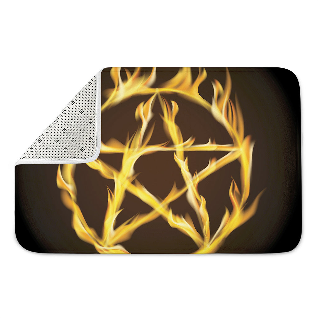 Flaming Pentagram Symbol Print Indoor Door Mat