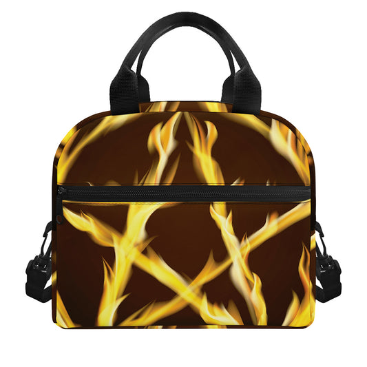 Flaming Pentagram Symbol Print Insulated Lunch Bag