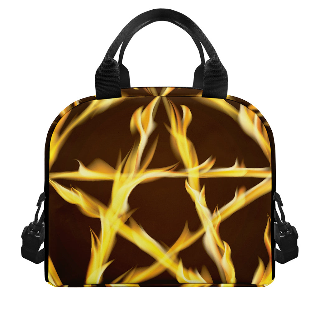 Flaming Pentagram Symbol Print Insulated Lunch Bag