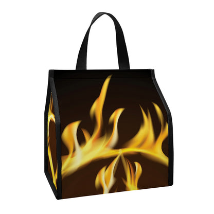 Flaming Pentagram Symbol Print Insulated Lunch Tote