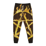 Flaming Pentagram Symbol Print Jogger Pants