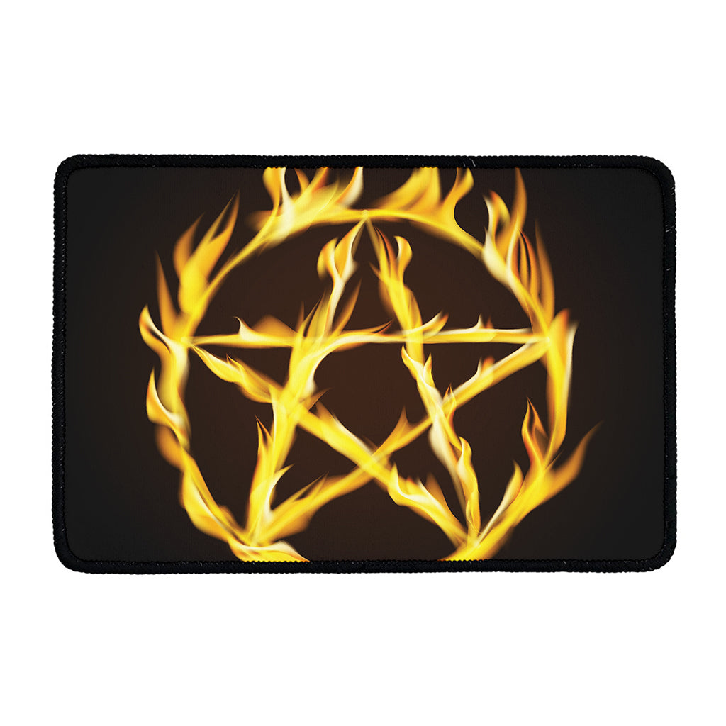 Flaming Pentagram Symbol Print Kitchen Mat