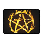 Flaming Pentagram Symbol Print Kitchen Mat