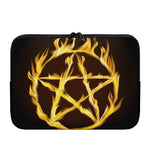 Flaming Pentagram Symbol Print Laptop Sleeve