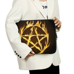 Flaming Pentagram Symbol Print Laptop Sleeve