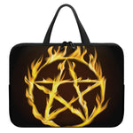 Flaming Pentagram Symbol Print Laptop Sleeve With Handle