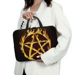 Flaming Pentagram Symbol Print Laptop Sleeve With Handle