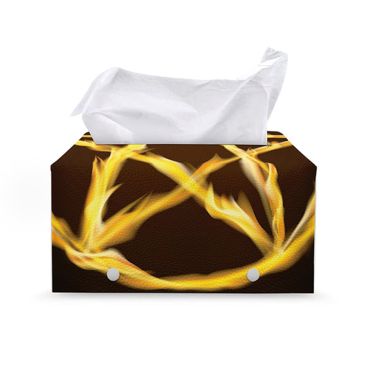 Flaming Pentagram Symbol Print Leather Tissue Box Cover