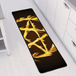 Flaming Pentagram Symbol Print Long Kitchen Mat