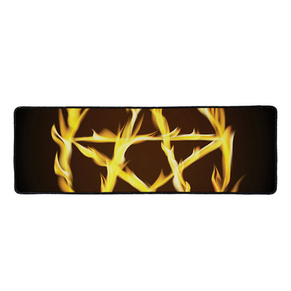 Flaming Pentagram Symbol Print Long Kitchen Mat