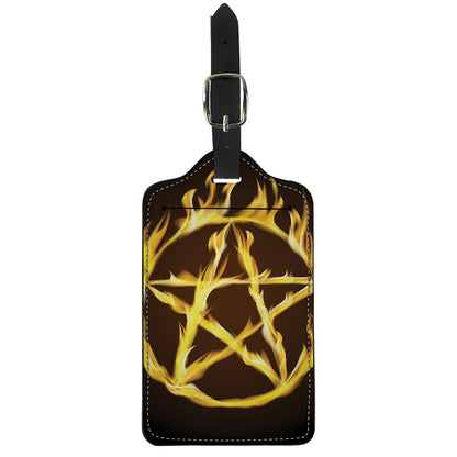 Flaming Pentagram Symbol Print Luggage Tag