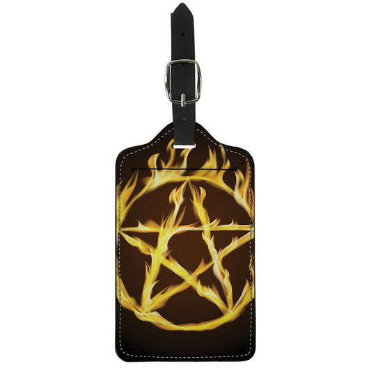 Flaming Pentagram Symbol Print Luggage Tag
