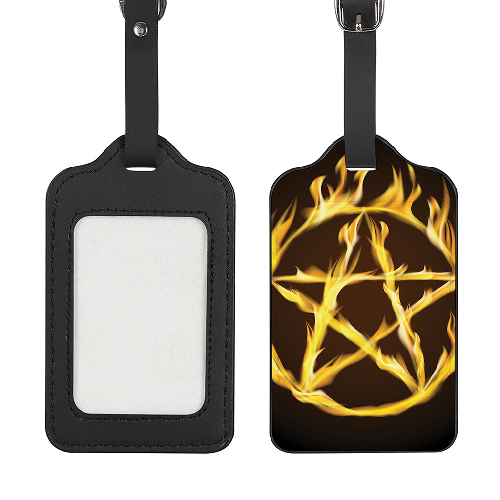 Flaming Pentagram Symbol Print Luggage Tag