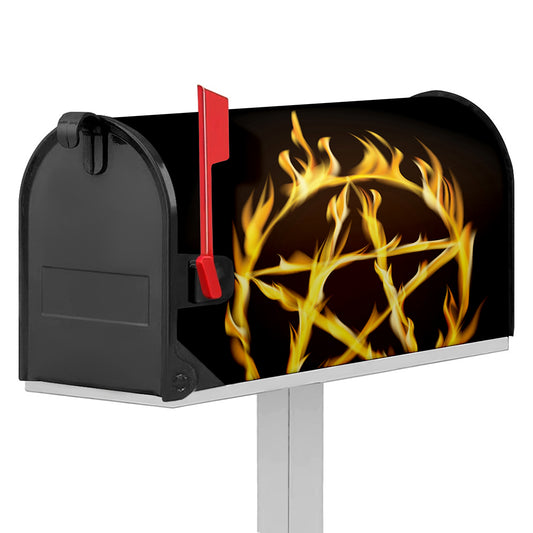 Flaming Pentagram Symbol Print Mailbox Cover