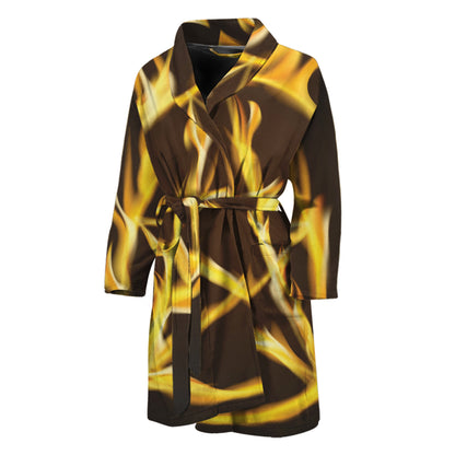 Flaming Pentagram Symbol Print Men's Bathrobe