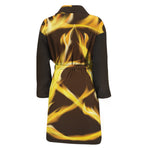 Flaming Pentagram Symbol Print Men's Bathrobe