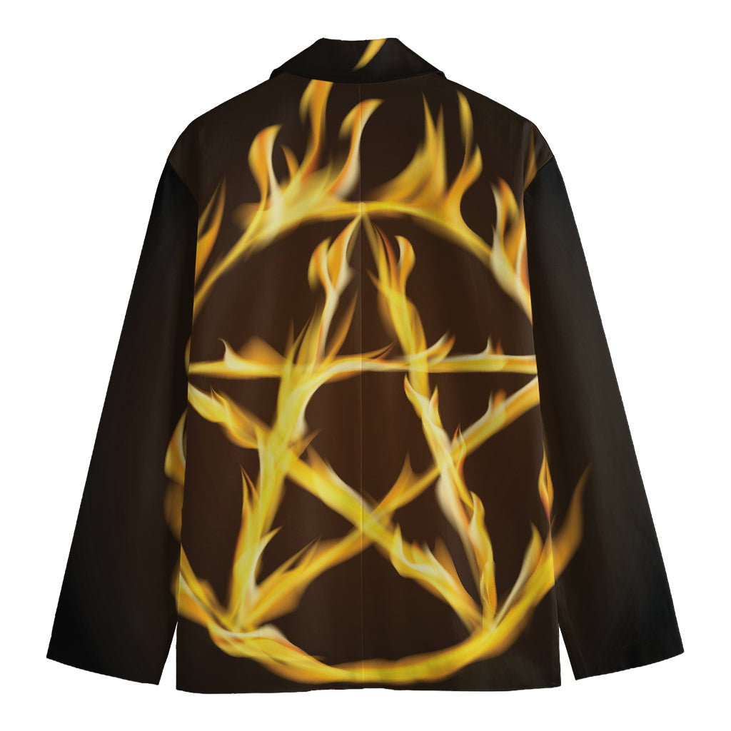 Flaming Pentagram Symbol Print Men's Blazer