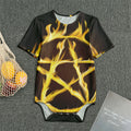 Flaming Pentagram Symbol Print Men's Bodysuit