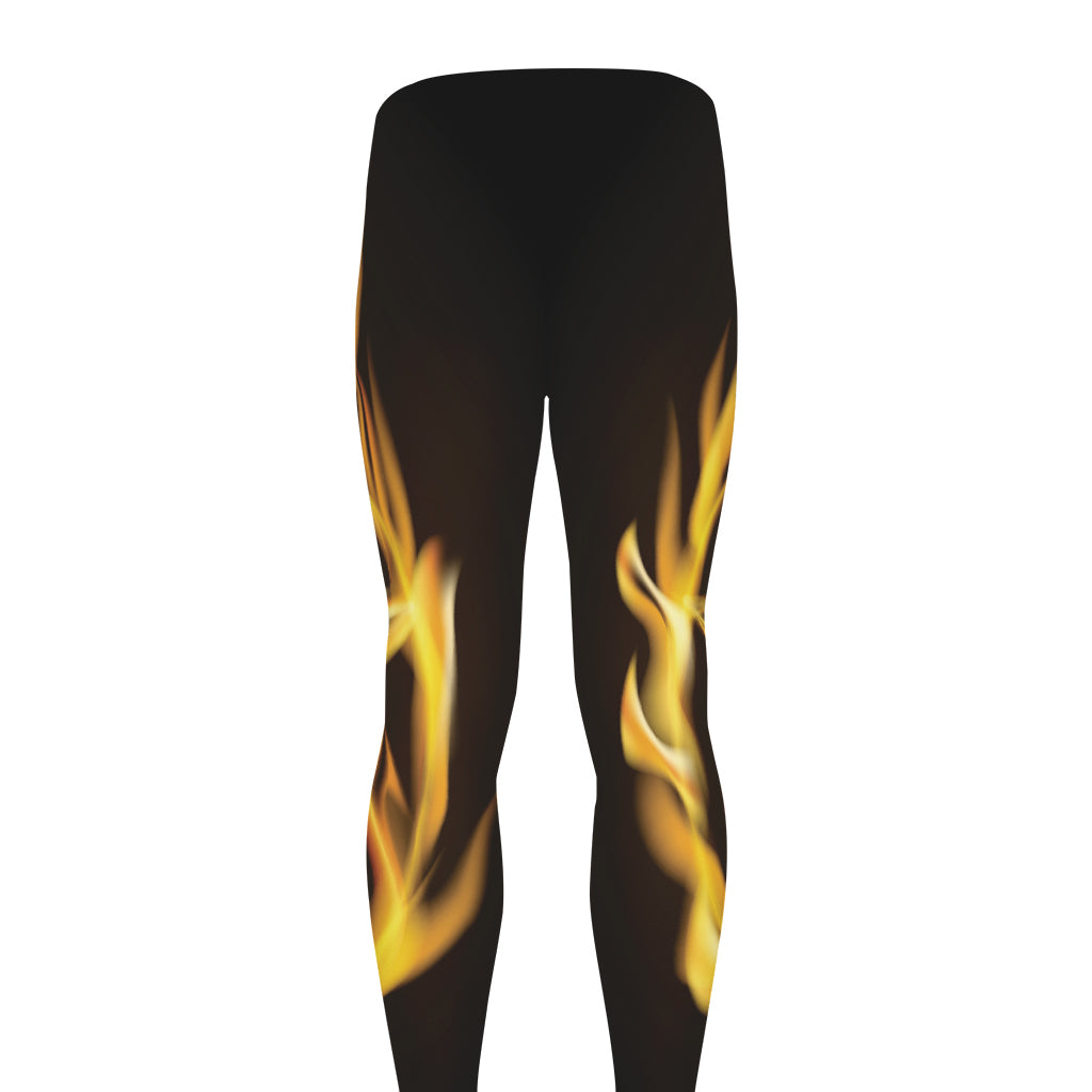 Flaming Pentagram Symbol Print Men's leggings