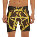 Flaming Pentagram Symbol Print Men's Long Boxer Briefs