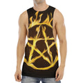 Flaming Pentagram Symbol Print Men's Muscle Tank Top