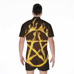 Flaming Pentagram Symbol Print Men's Rompers