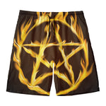 Flaming Pentagram Symbol Print Men's Swim Trunks