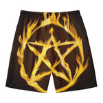 Flaming Pentagram Symbol Print Men's Swim Trunks